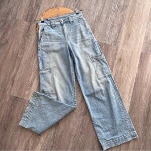 American eagle super high rise baggy wide leg cargo jeans 2R